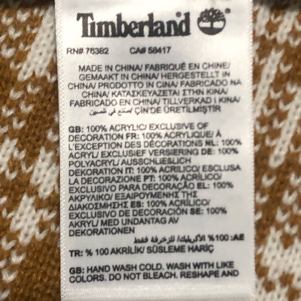 Timberland Scarf Buffalo Plaid Caramel Brown & Cream - Picture 6 of 6